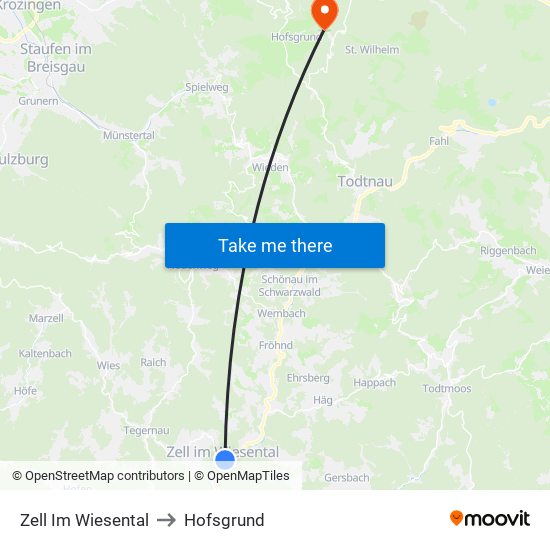 Zell Im Wiesental to Hofsgrund map