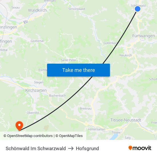 Schönwald Im Schwarzwald to Hofsgrund map