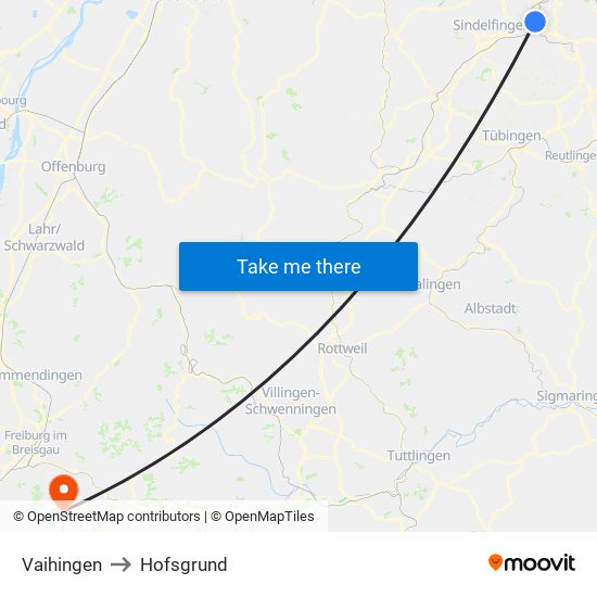 Vaihingen to Hofsgrund map