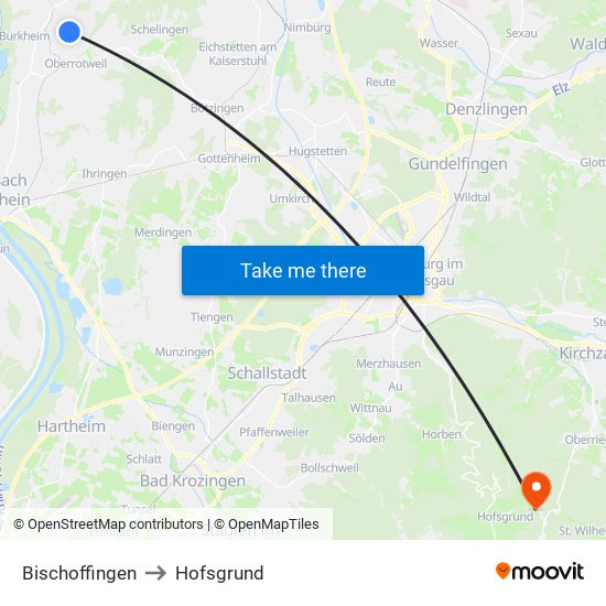 Bischoffingen to Hofsgrund map