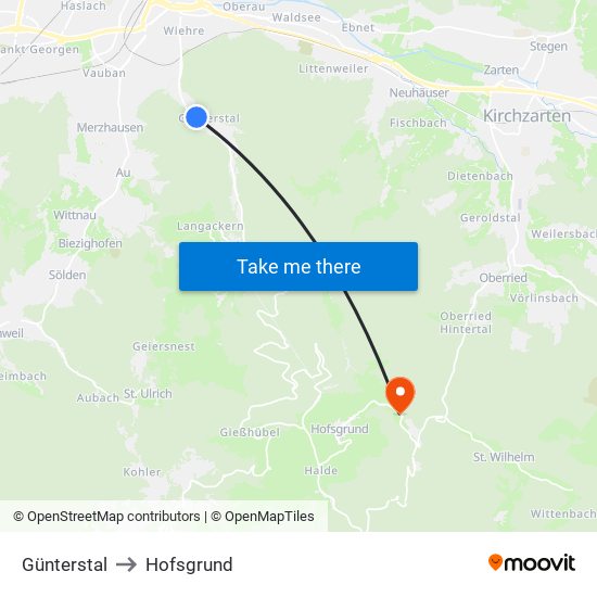 Günterstal to Hofsgrund map