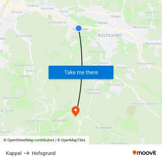 Kappel to Hofsgrund map