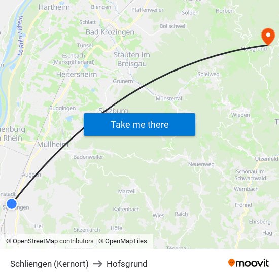 Schliengen (Kernort) to Hofsgrund map