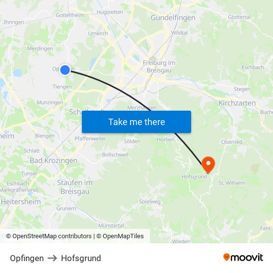 Opfingen to Hofsgrund map
