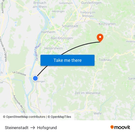 Steinenstadt to Hofsgrund map