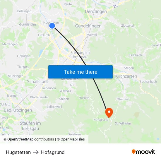 Hugstetten to Hofsgrund map