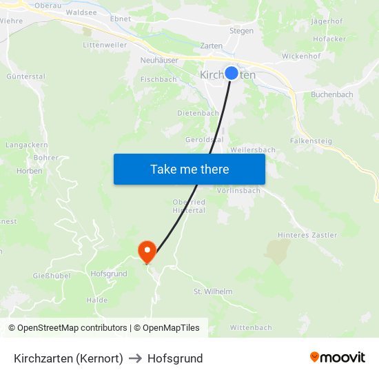 Kirchzarten (Kernort) to Hofsgrund map