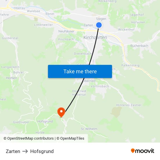 Zarten to Hofsgrund map