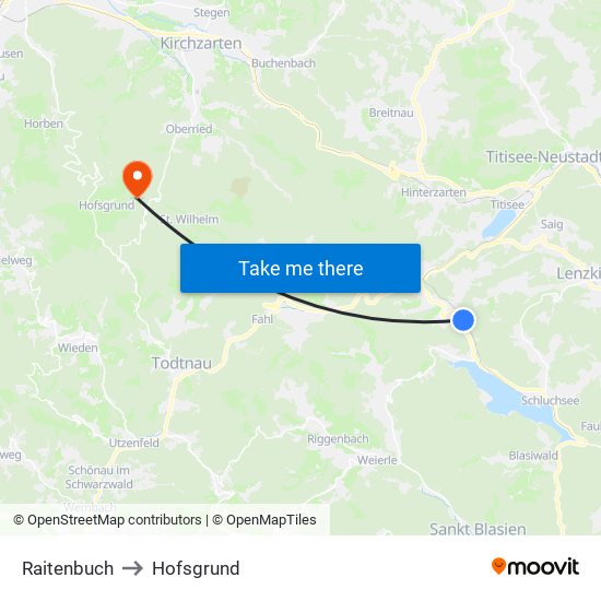 Raitenbuch to Hofsgrund map