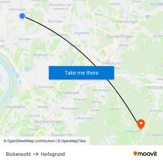 Bickensohl to Hofsgrund map