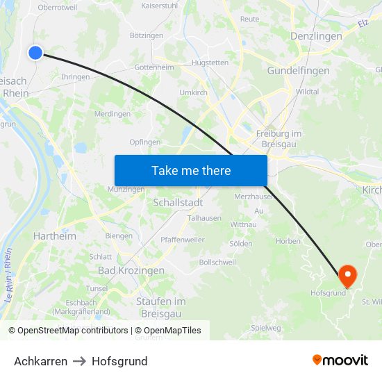 Achkarren to Hofsgrund map