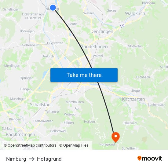 Nimburg to Hofsgrund map