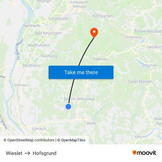 Wieslet to Hofsgrund map