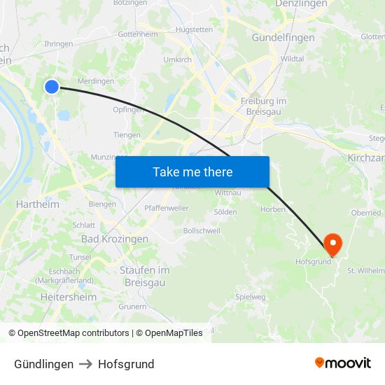 Gündlingen to Hofsgrund map