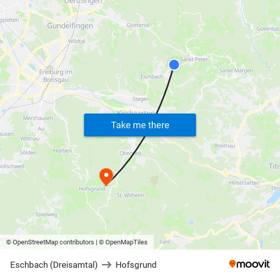 Eschbach (Dreisamtal) to Hofsgrund map