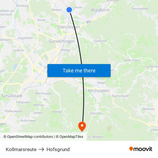 Kollmarsreute to Hofsgrund map