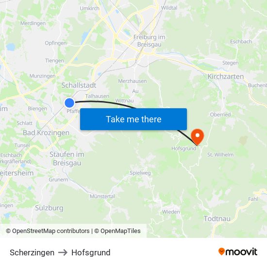 Scherzingen to Hofsgrund map