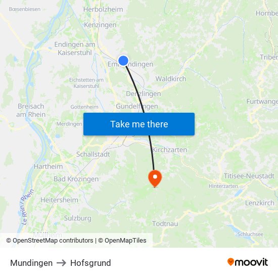 Mundingen to Hofsgrund map