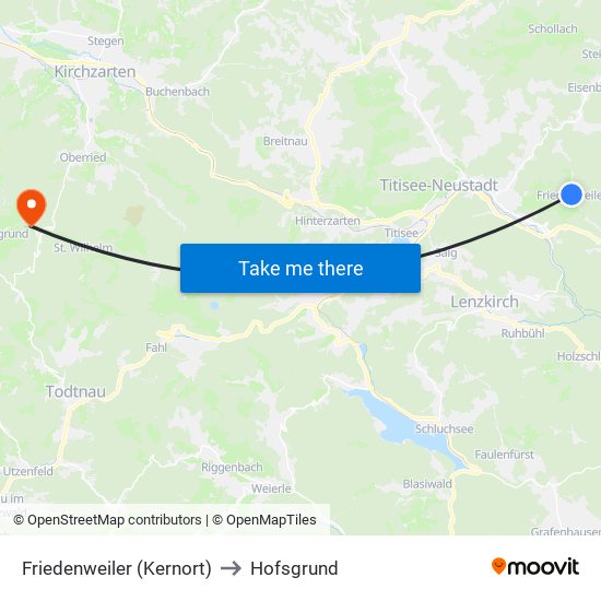 Friedenweiler (Kernort) to Hofsgrund map