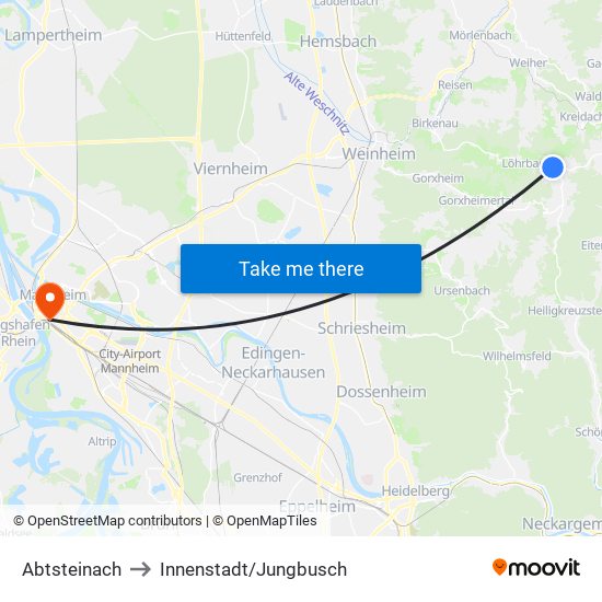 Abtsteinach to Innenstadt/Jungbusch map