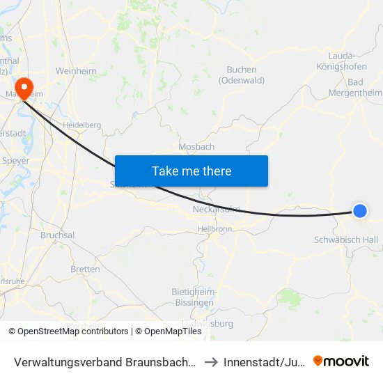 Verwaltungsverband Braunsbach-Untermünkheim to Innenstadt/Jungbusch map