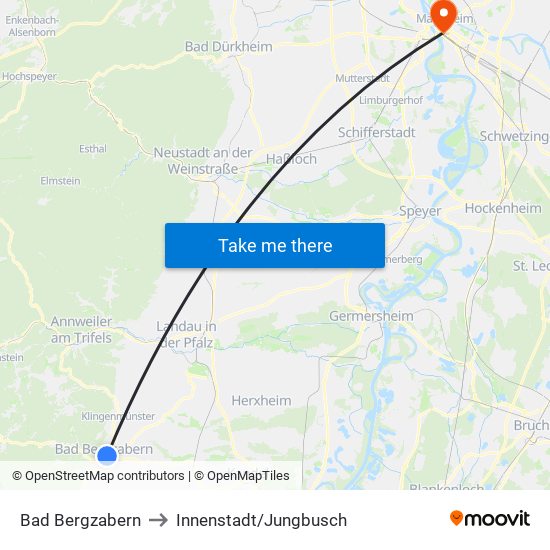 Bad Bergzabern to Innenstadt/Jungbusch map