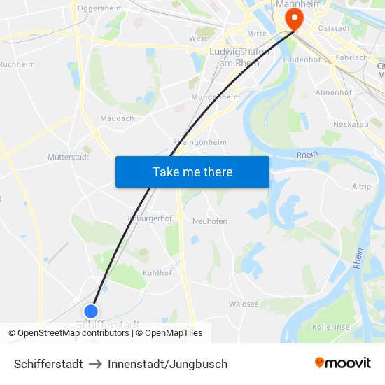 Schifferstadt to Innenstadt/Jungbusch map