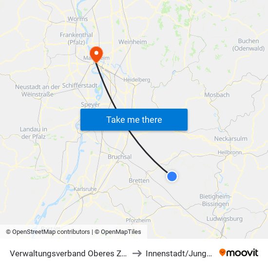 Verwaltungsverband Oberes Zabergäu to Innenstadt/Jungbusch map