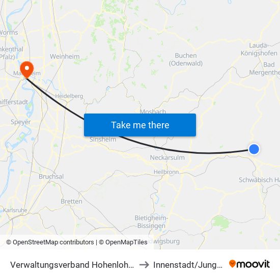 Verwaltungsverband Hohenloher Ebene to Innenstadt/Jungbusch map