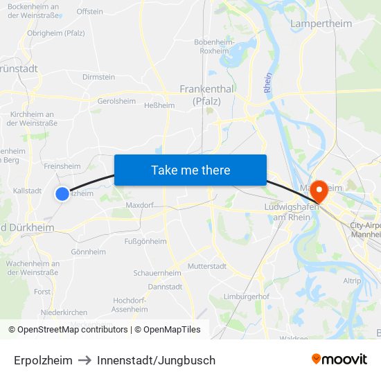 Erpolzheim to Innenstadt/Jungbusch map