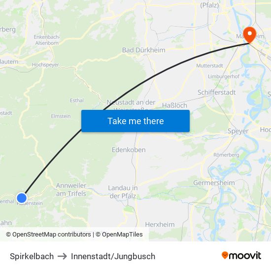 Spirkelbach to Innenstadt/Jungbusch map