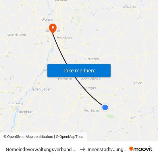 Gemeindeverwaltungsverband Lenningen to Innenstadt/Jungbusch map