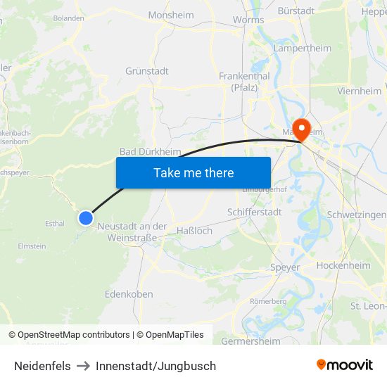 Neidenfels to Innenstadt/Jungbusch map