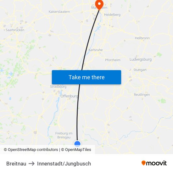 Breitnau to Innenstadt/Jungbusch map