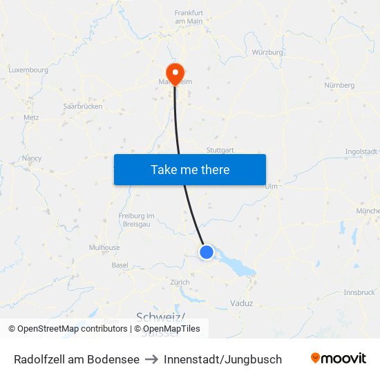 Radolfzell am Bodensee to Innenstadt/Jungbusch map