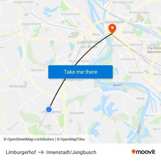 Limburgerhof to Innenstadt/Jungbusch map