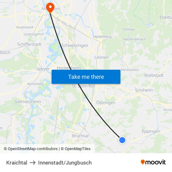 Kraichtal to Innenstadt/Jungbusch map