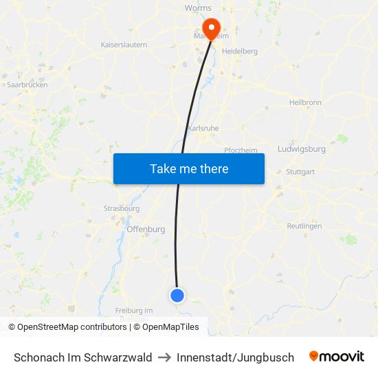 Schonach Im Schwarzwald to Innenstadt/Jungbusch map