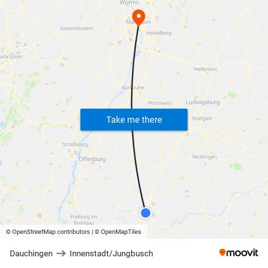 Dauchingen to Innenstadt/Jungbusch map