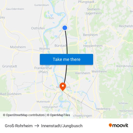 Groß-Rohrheim to Innenstadt/Jungbusch map