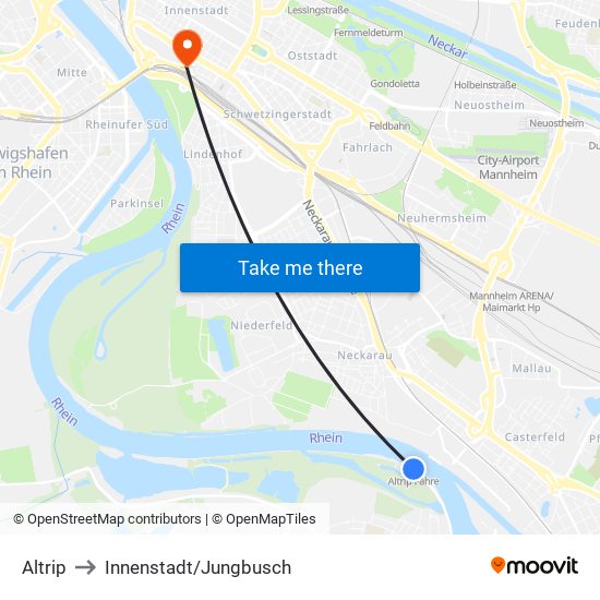 Altrip to Innenstadt/Jungbusch map