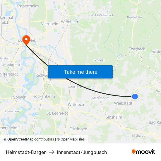 Helmstadt-Bargen to Innenstadt/Jungbusch map