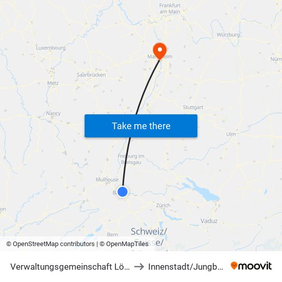 Verwaltungsgemeinschaft Lörrach to Innenstadt/Jungbusch map