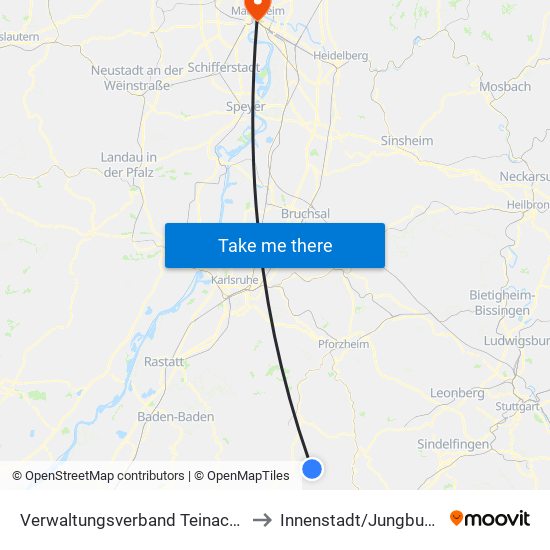 Verwaltungsverband Teinachtal to Innenstadt/Jungbusch map