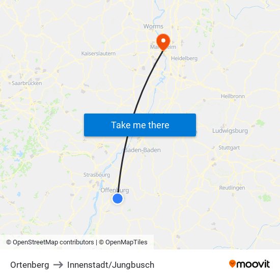 Ortenberg to Innenstadt/Jungbusch map