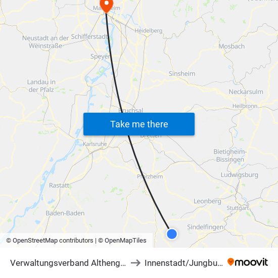 Verwaltungsverband Althengstett to Innenstadt/Jungbusch map