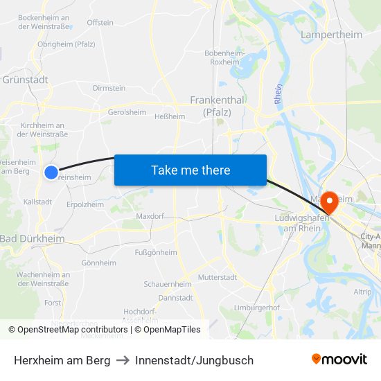 Herxheim am Berg to Innenstadt/Jungbusch map