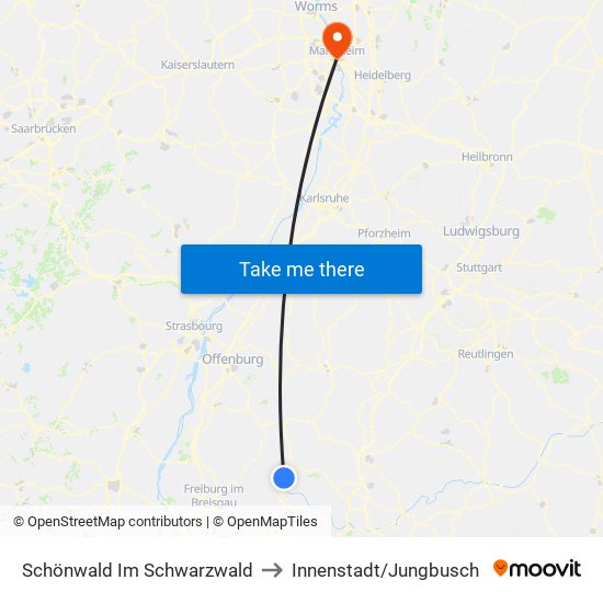 Schönwald Im Schwarzwald to Innenstadt/Jungbusch map