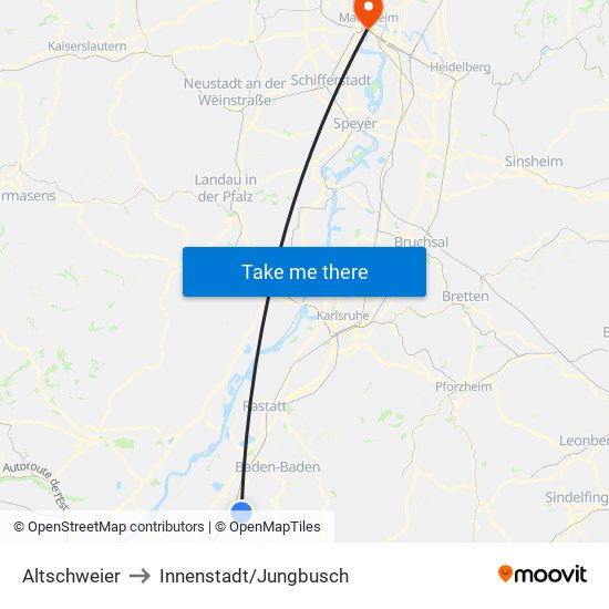 Altschweier to Innenstadt/Jungbusch map