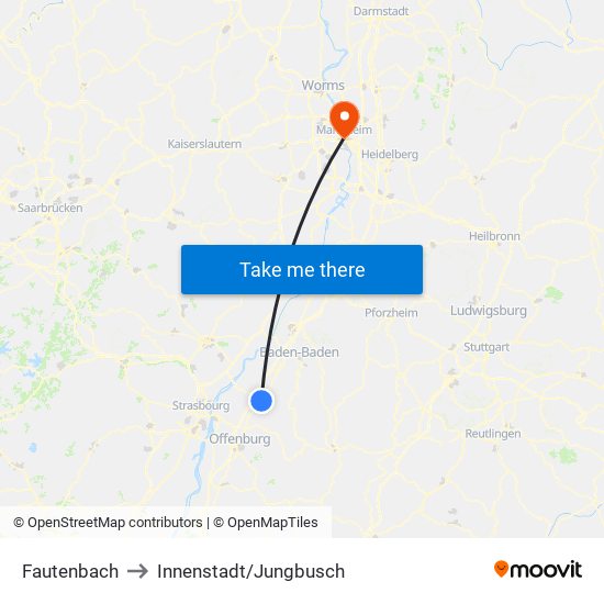 Fautenbach to Innenstadt/Jungbusch map